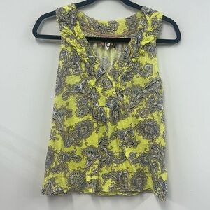 ANTHROPOLOGIE Akemi + Kin yellow paisley tank top S